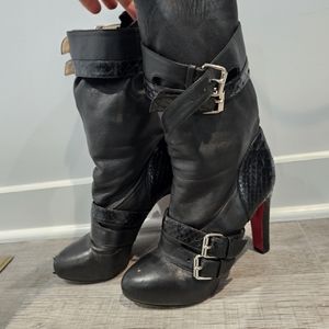 Christian Louboutin Leather and Python Woman's boots